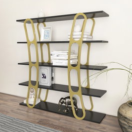 Hanah Home Estantería Adar Negro y Dorado